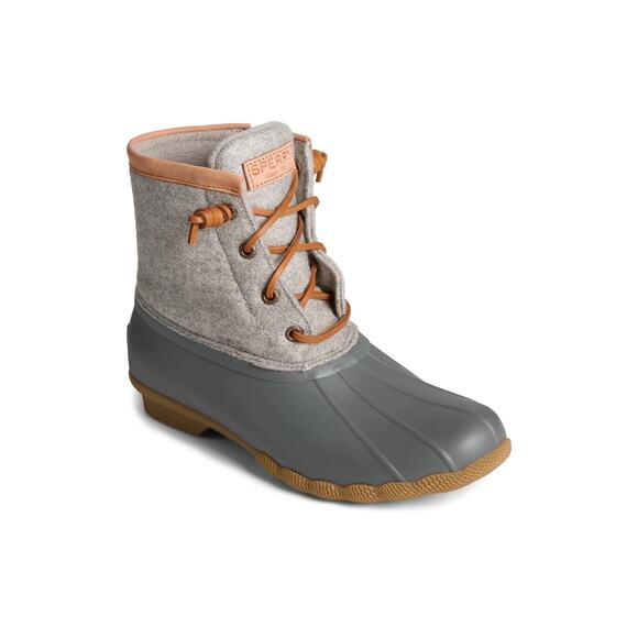 Sperry Grey Wool Quilted Saltwater Duck Boots Size 8.5 Snow Boots Outdoor - Picture 1 of 12